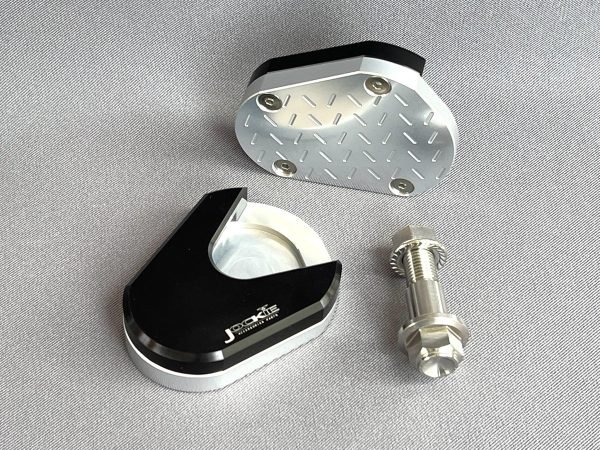 Honda Super Cub Site Stand Cover silver and black top.